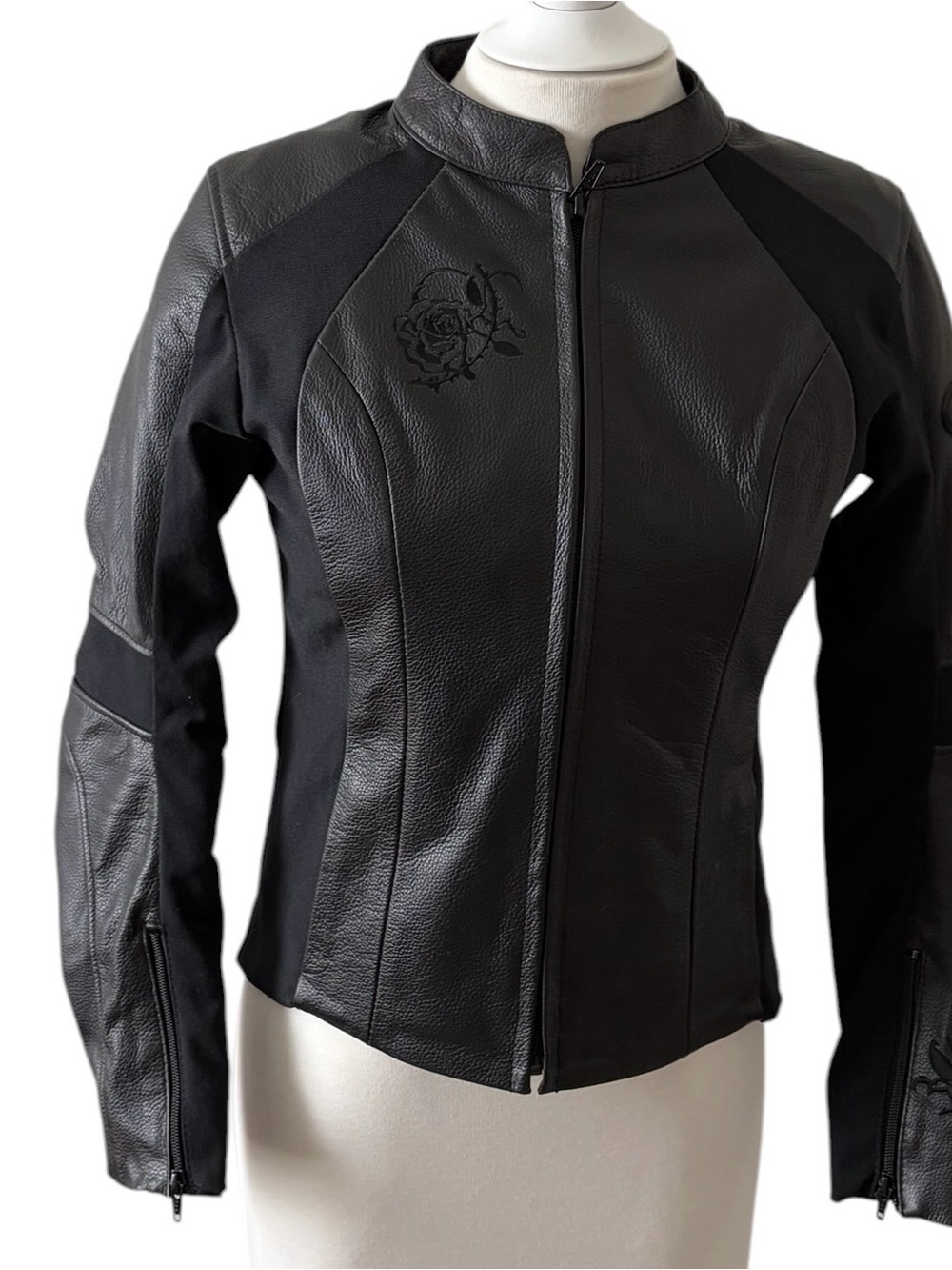 Bilt Black Women’s Genuine Leather Armor Motorcycle Jacket USA Size 4
